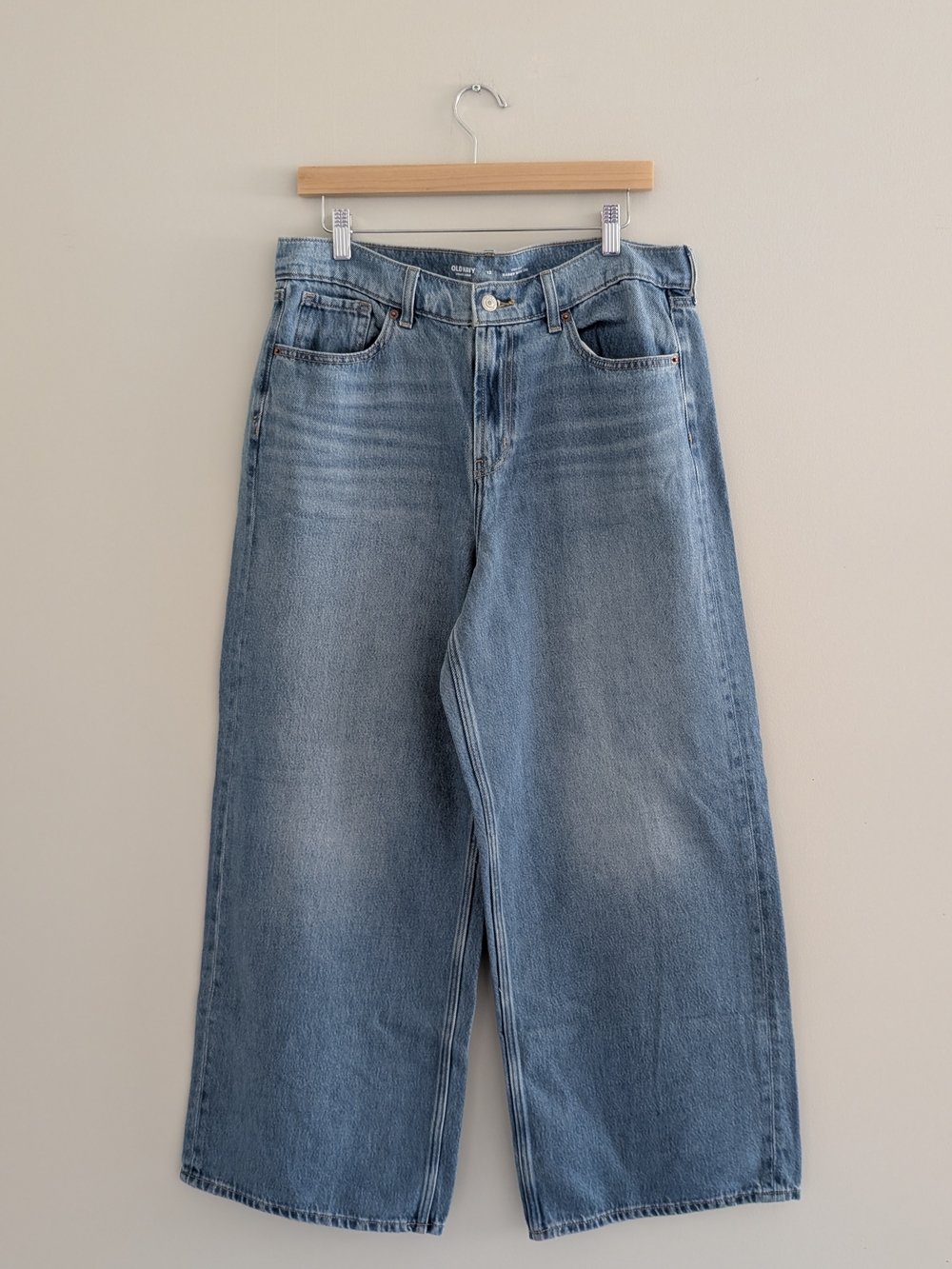 Old Navy High Rise Drapey Denim Baggy Wide Leg 12